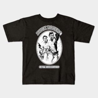 retro buck rogers 40 ago fight outside grayscale Kids T-Shirt